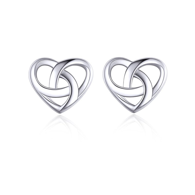 ChicSilver Heart Earrings for Women Heart Silver Stud Earrings for Women Hypoallergenic Knot Earrings Irish Celtic Jewelry - Image 1